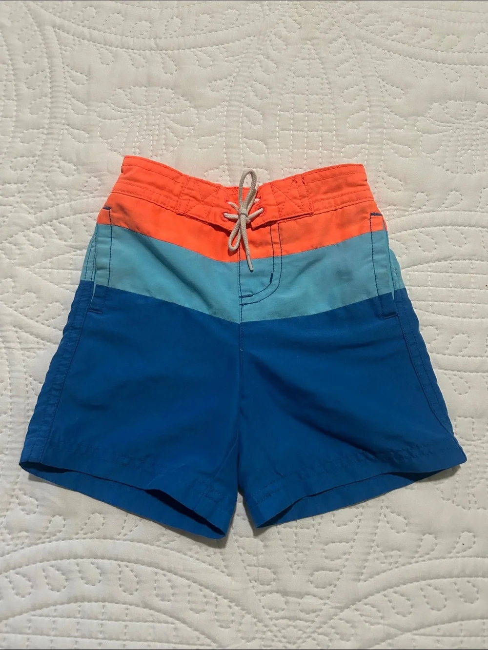 Janie and Jack Colorblock Swim Shorts - Orange, Light Blue & Blue Sz: 6-12 Month